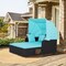 Patio Daybed PE Rattan Canopy Sofa Cushioned Outdoor Furniture